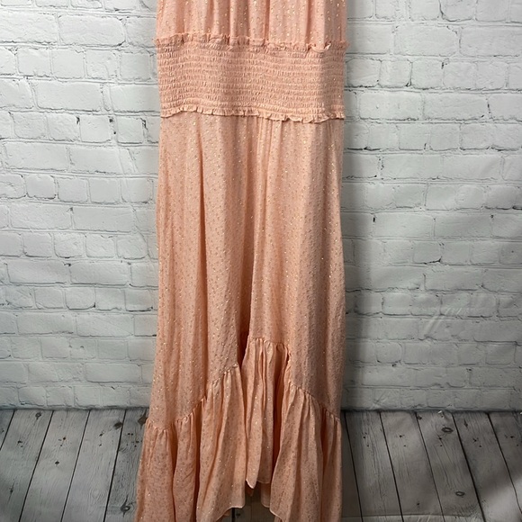 A.L.C. Kaia Metallic Sleeveless Smocked Silk Blush Dress size 2 - Picture 4 of 7